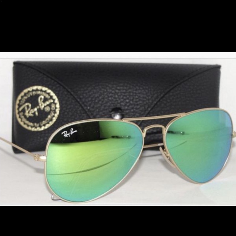 Green Aviator Flash Ray Ban sunglasses